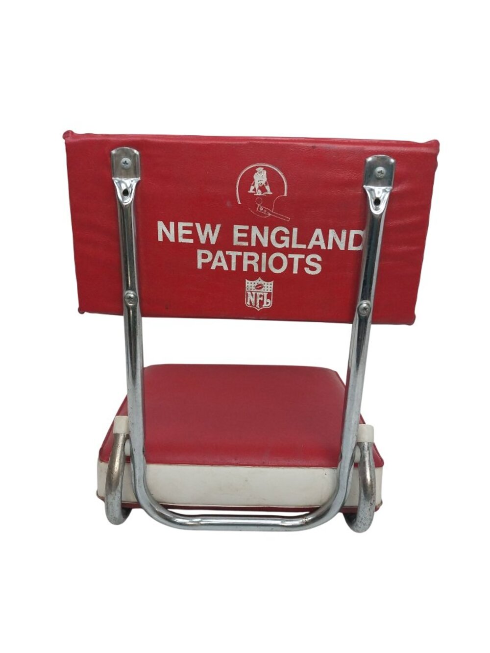 NFL New England Patriots Red White Vinyl Stadium Seat Chrome Adjustable Backrest
